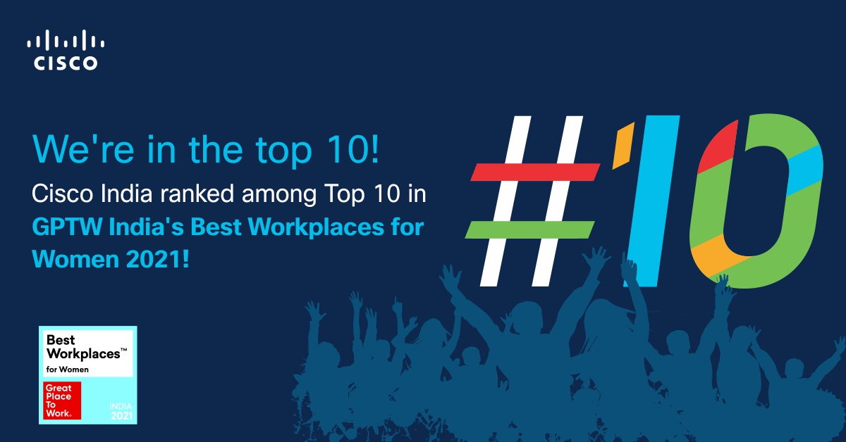 cisco_in's tweet photo. Excited to announce that Cisco ranked among the Top 10 in the Great Place to Work India’s Best Workplaces for Women 2021 study - Second Year in a row. Thank you for making this possible!
#WeAreCisco #LoveWhereYouWork https://t.co/7ZscXOS5xm