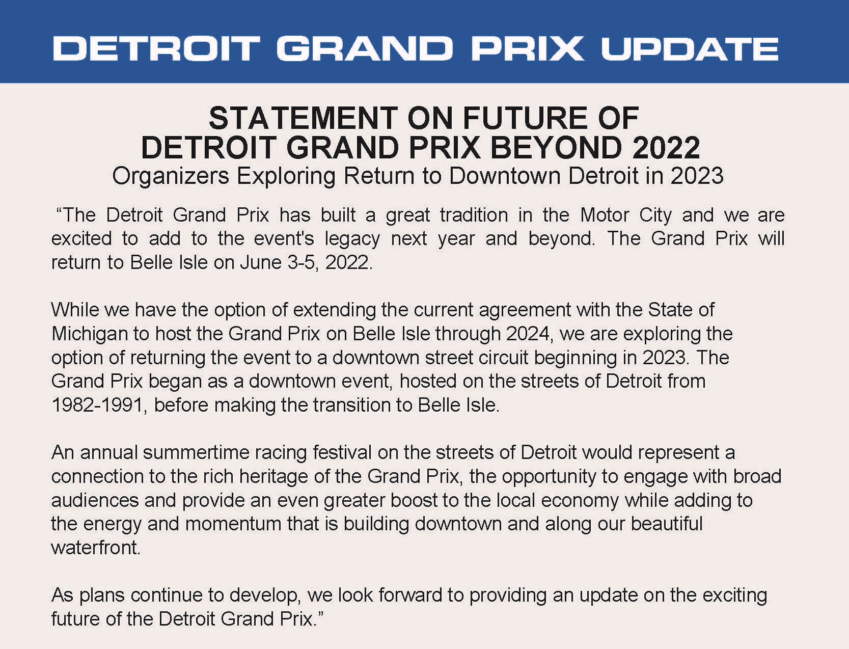 Detroit Grand Prix on Twitter "It has been 30 years since the last 