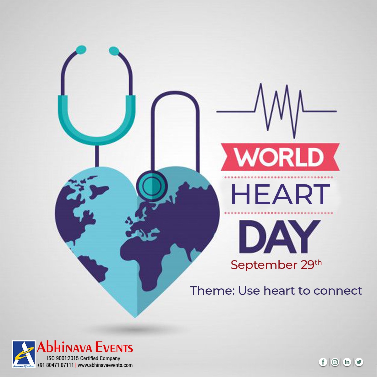 abhinavaevents's tweet photo. On the World Heart Day, make a promise that you will say no to all those things that can cause damage to your heart. Stay Safe.
Happy World Heart Day!
#AbhinavaEvents #WorldHeartDay #HeartDay #Heart #HealthyHeart #UseHeartToConnect #HeartToConnect https://t.co/NZ7udqMlXP