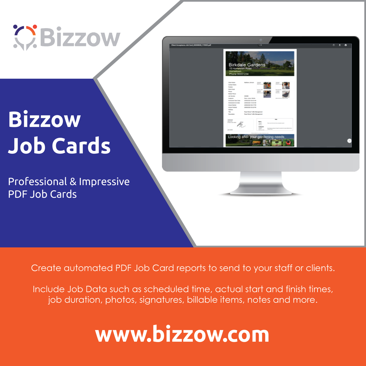 😮 Create impressive Job Cards with Bizzow.  

Include all custom fields of information which are defined by you to suit your business and the information you need to collect. 

Start Creating With Bizzow Today: buff.ly/3gfyBrU