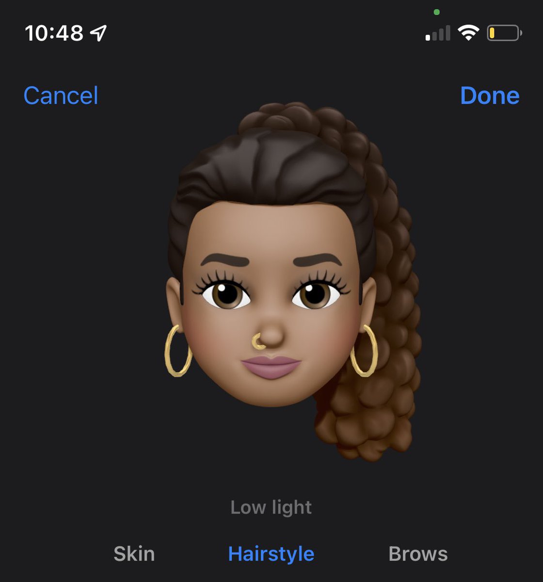 agibbz13's tweet photo. Hey @Apple, me again. Another bone to pick…so the options you have for curly hair on the memojis suck. Like WHAT is this!? Do better. https://t.co/9bBgUdyqrL