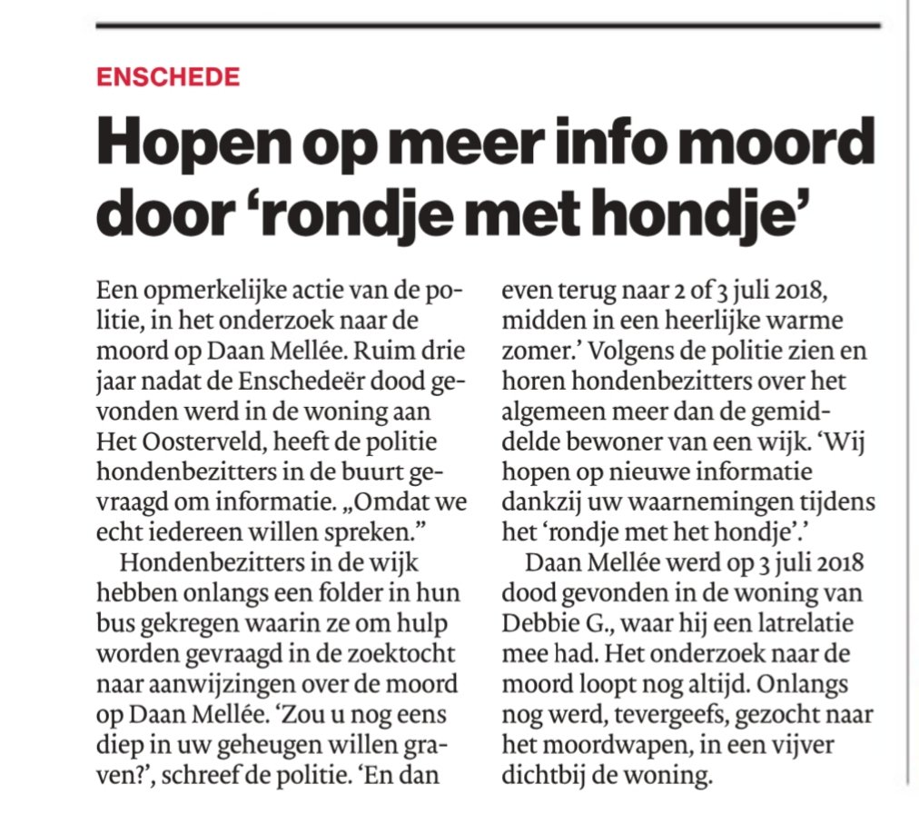 ChantalW_'s tweet photo. #rondjemethondje #Enschede #Oosterveld #DaanMellee #moord https://t.co/DDYGNXpKFx