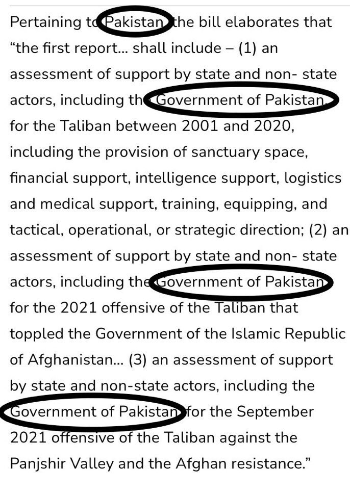 امریکین سینٹ میں22سینٹرز نے طالبان و پاکستان پر sanction لگانے کا بل پیش کردیا۔ پاکستان2001 سے دہشتگردوں کا سہولتکار ہے اور پاکستان نے دہشتگردوں کو تربیت،اسلحہ،پیسہ،سامان،علاج اور رہنے کیلئےsafe havensمہیا کی لہذا دہشتگردی کی جڑ پاکستان پر پابندیاں لگائی جائیں۔ #SanctionPakistan