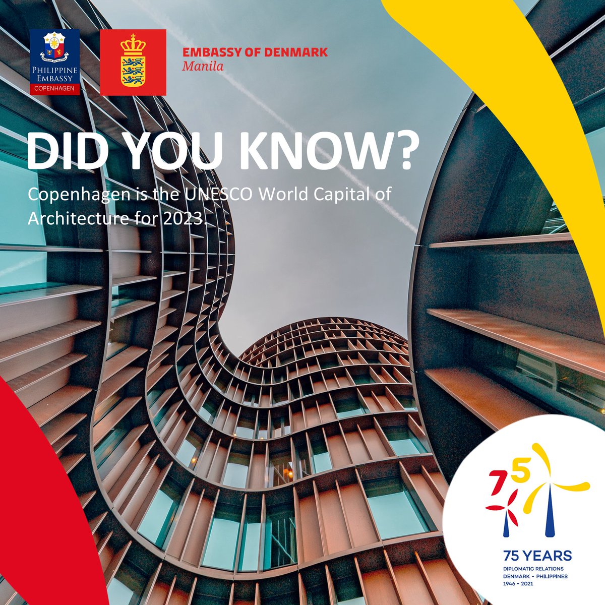 DenmarkinPH's tweet photo. DID YOU KNOW?

Copenhagen is the UNESCO #WorldCapitalofArchitecture for 2023.

Share with us your stories about @Wonderful_CPH. 

@UIA_Architects 

Photo credit: Unsplash

#DKPH75Years 🇩🇰🇵🇭
#SustainableFutures
#LeaveNoOneBehind
#DanishArchitecture
#AxelTowers https://t.co/KEXFBIuA6j