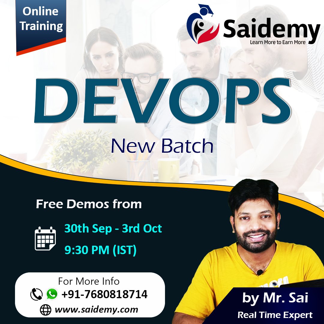 Saidemy3's tweet photo. Interested Candidates can Call / WhatsApp us on +91-7680818714 (Or) Mail us : onlinesaidemy@gmail.com for more details regarding the course.
#devopsengineer #DevOps #devopstraining  #devopsjobs #ITCourses #devopscommunity #devopstools #awsdevops #devopscourse #devopsmaster https://t.co/wRpQGah8RJ