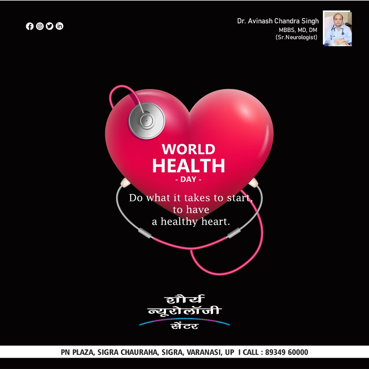 CentreShaurya's tweet photo. World Heart Day  
Do What it takes to start,  to have a healthy heart.

#WorldHeartDay #WorldHeartDay2021 #shauryaneurologycenter https://t.co/Fs8YH44Pgp
