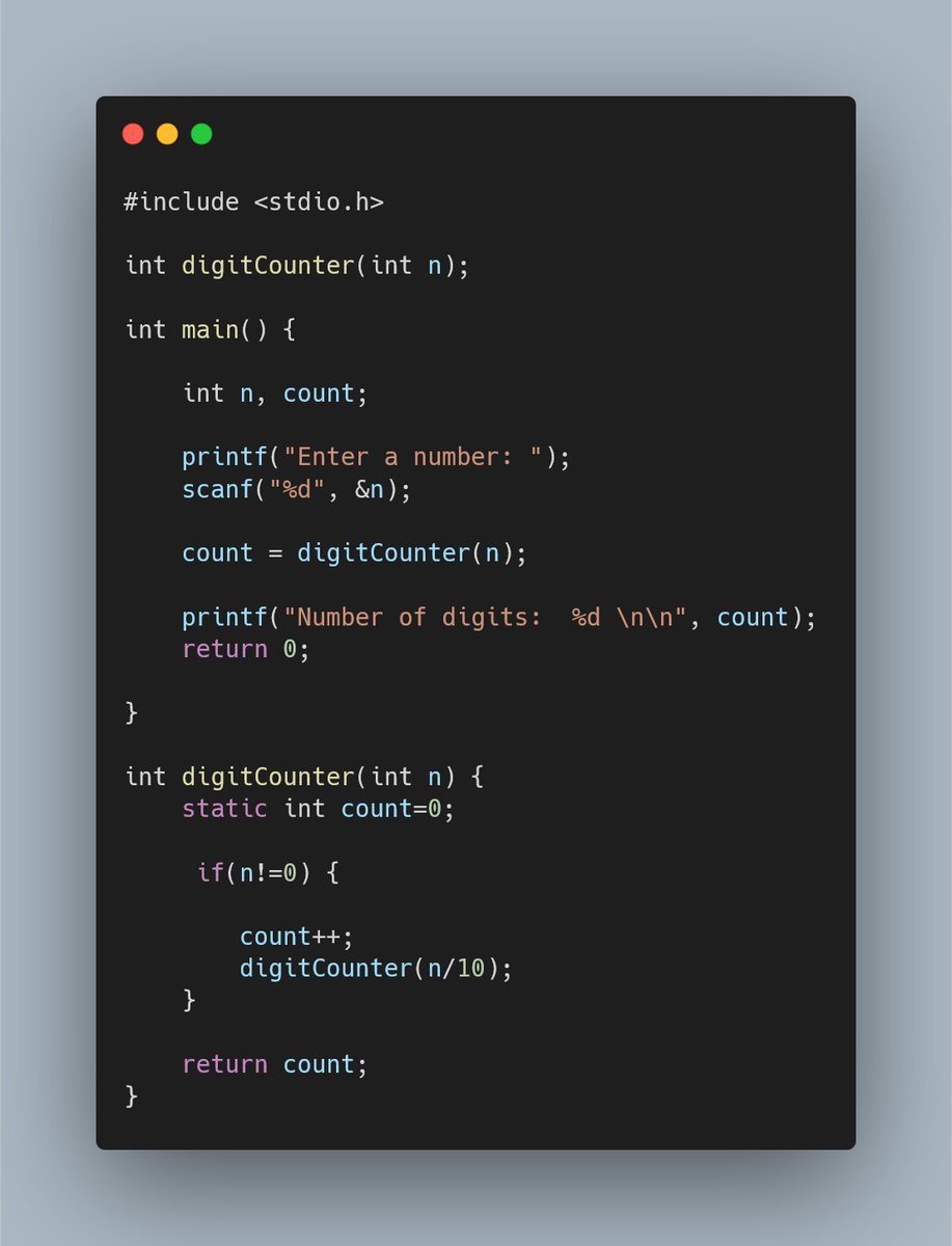 SanthosOffl's tweet photo. #problemsolving
Counting the number of digits on a number.
#programming #coding #ProgrammingWithC https://t.co/P1QOV2VtKY