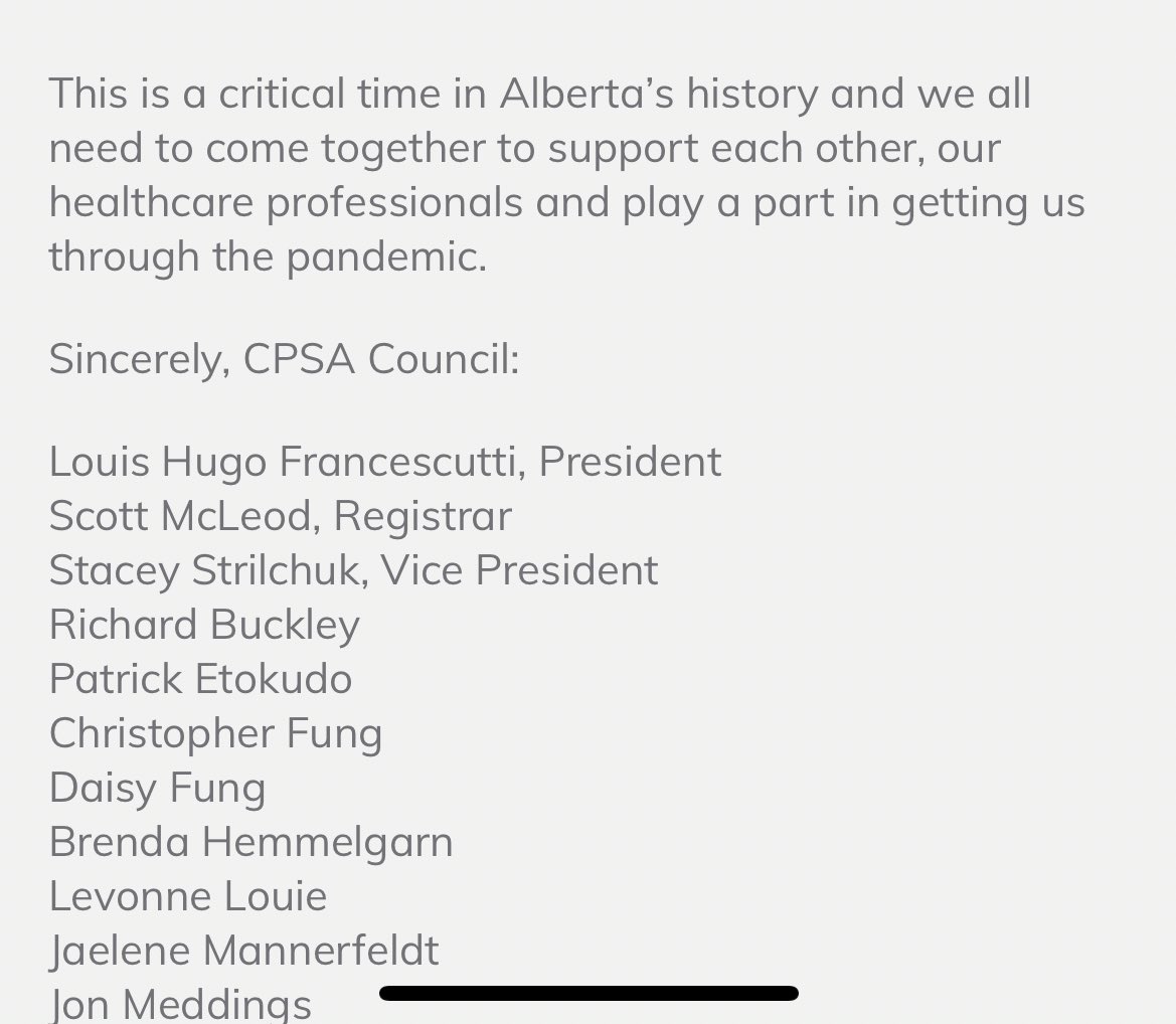 LindySmithMD's tweet photo. Thank you @CPSA_CA for this letter to all Albertans!
#COVID19AB
#SOS
#abdocs4patients
https://t.co/AZaLEprwvw https://t.co/PrLIgwe150