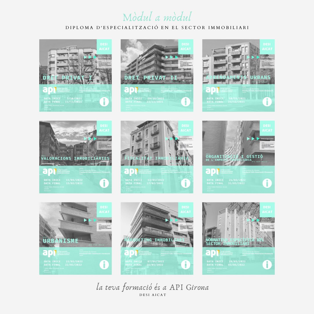 apigirona's tweet image. AVÍS! ⚠️ Demà s&apos;acaben els descomptes per inscriure&apos;t al Diploma d&apos;Especialització en el Sector Immobiliari #DESIAICAT de la @fundacioudg 

La formació obligatòria per accedir al registre AICAT. La formació dels professionals API
buff.ly/3zgaMqI

#formacióAPI #APIgirona