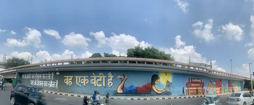 Proud to present our #educate the #girlchild mural at #ISBT flyover ramp, Delhi by @NorthDmc and @delhistreetart!Transition from darkness to light for generations to come and reviving our classics #empowerment #doingourbest
