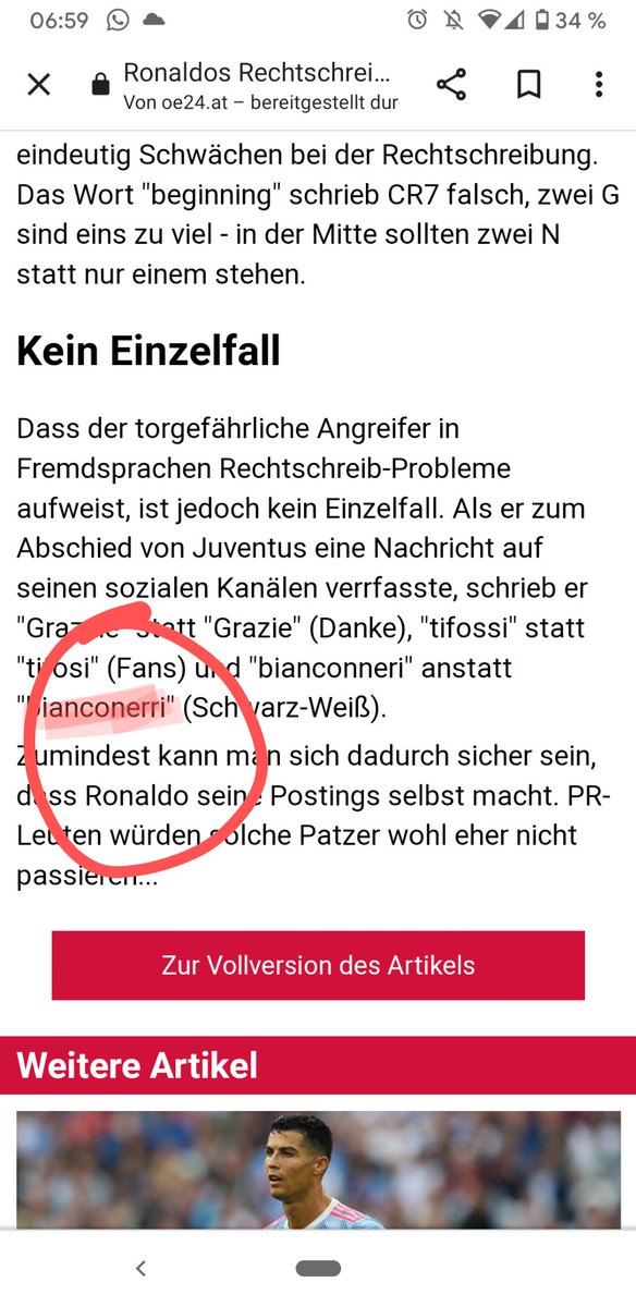 KingBiu1's tweet photo. Wenn man einen Artikel über Rechtschreibfehler verfasst und versucht, klüger zu sein als ein Profisportler. @oe24at https://t.co/M5uebiw7GI