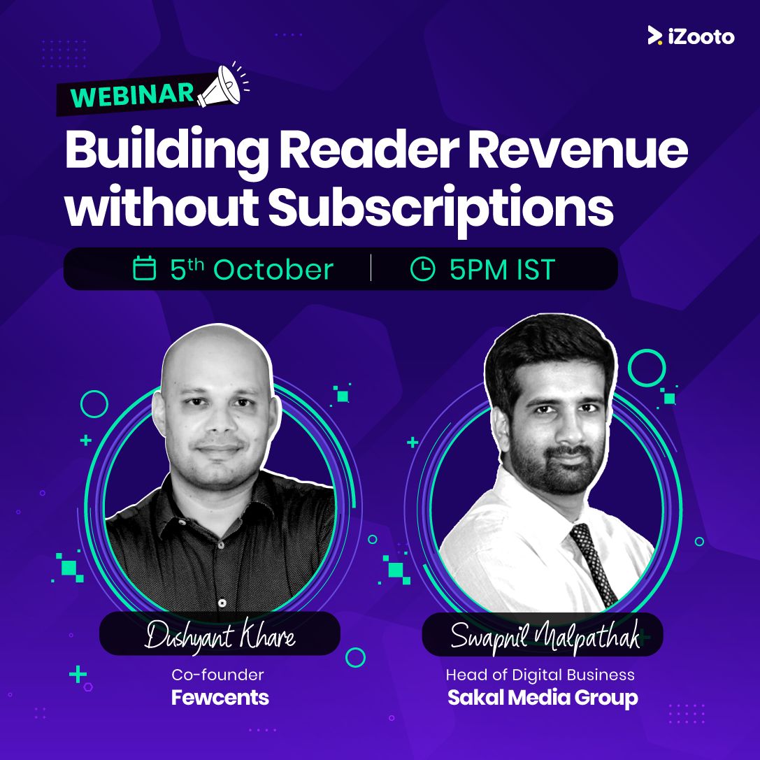 Starting reader revenue or expanding beyond subscriptions? 
Do not miss this <a href="/iZootoTeam/">iZooto</a> webinar where <a href="/dushyantkhare/">dushyantkhare</a> and Swapnil Malpathak discuss how small payments help maximize reader revenue through more payments from every visitor.

Register here: hubs.ly/H0YgfWS0
