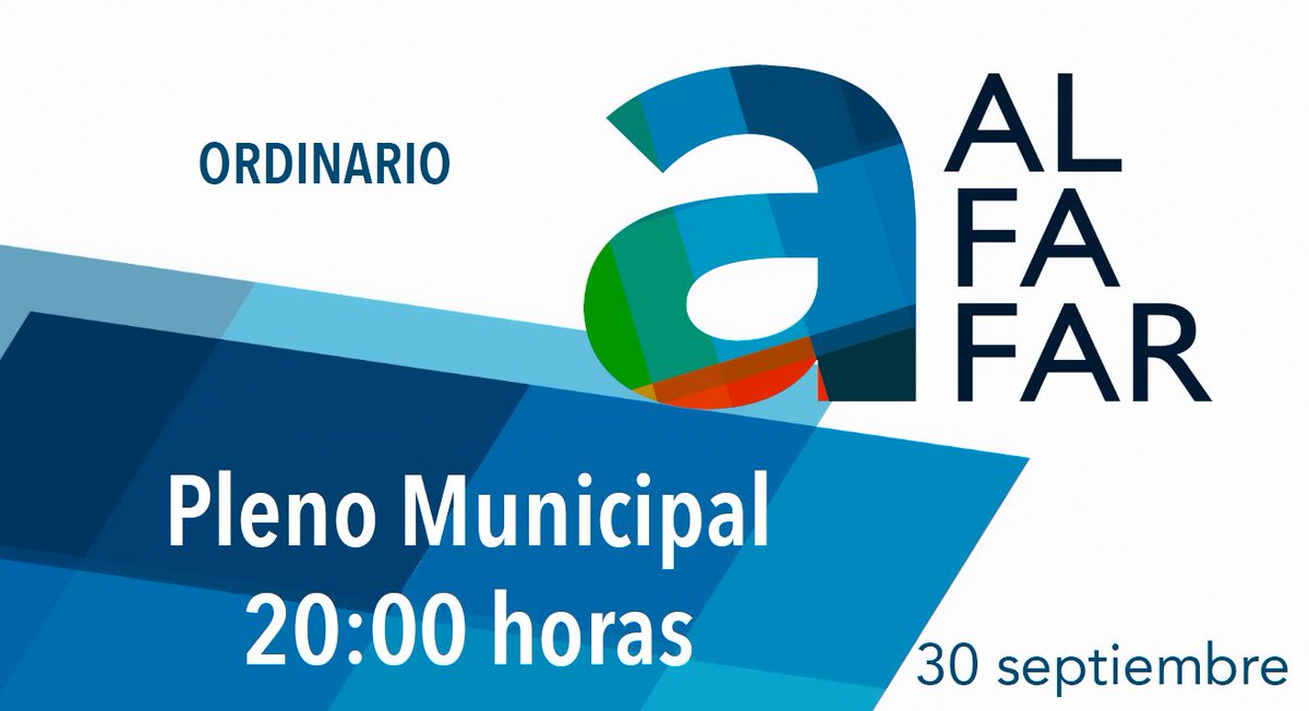 🎥 Pleno ordinario de l'Ajuntament d'Alfafar 🎥
Podrás seguirlo en directo a través del canal de Youtube del Ayuntamiento: bit.ly/YTAlfafar
🗓  Mañana, jueves 30 de septiembre
🕗  A las 20:00 horas
ORDEN DEL DÍA: bit.ly/orden30sept21

#Transparencia #Transparència
