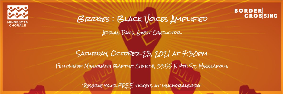 MnChorale's tweet photo. Our season opens October 23rd with the first of a series of concerts designed to reimagine the canon of choral music. The initial concert, Black Voices Amplified, will be led by acclaimed music educator Adrian Davis. https://t.co/zUvtKAdGP0