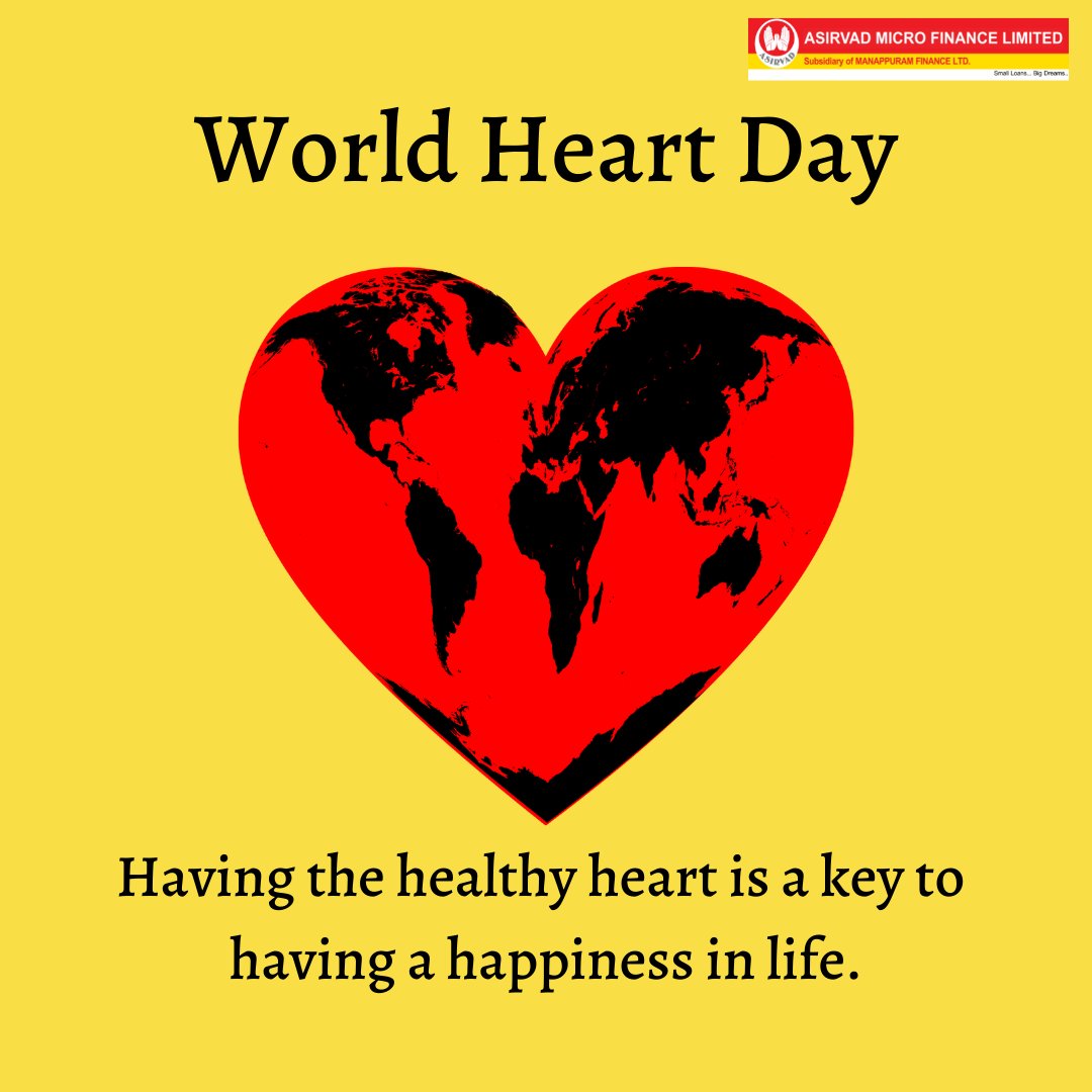 World Heart day!

"Rest a while and run a mile to keep healthy heart"

#asirvadmicrofinanceltd #WorldHeartDay #healthylifestyle #healthyheart