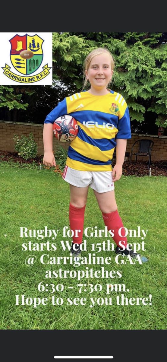 Don’t forget tonight girls rugby 6.30/7.30 pm .