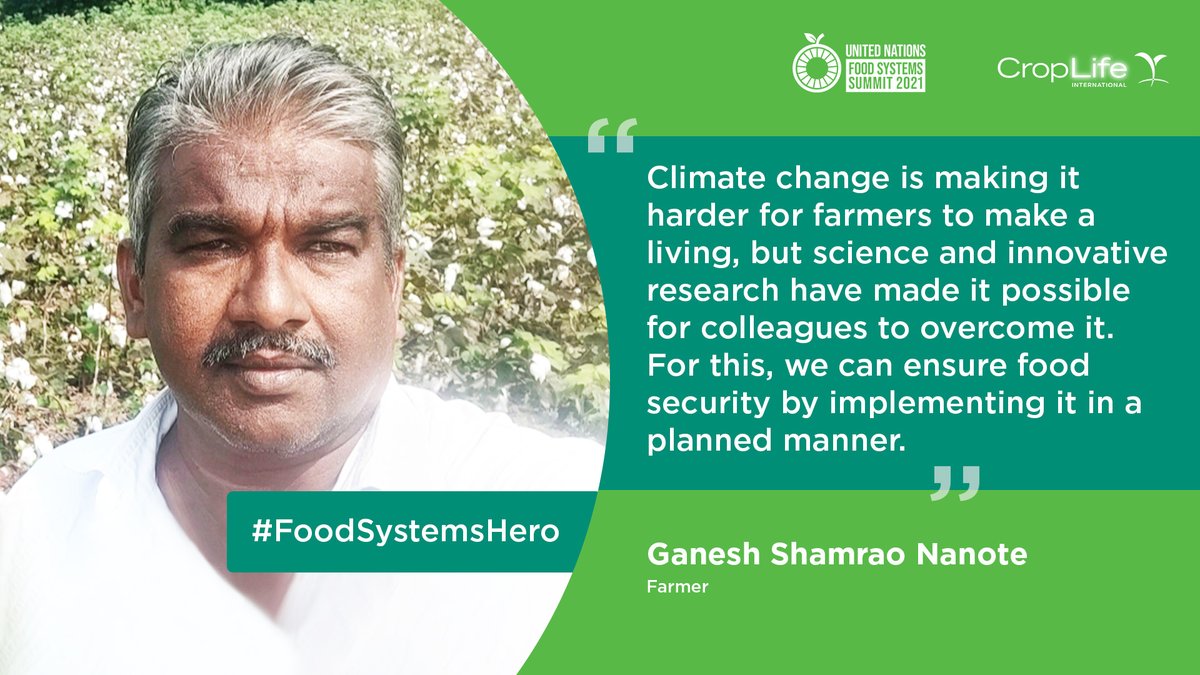CropLifeIntl's tweet photo. Who is our #FoodSystemsHero? Our #foodheroes are people working to advance agricultural #innovation that help deliver more sustainable food systems for the world. #UNFSS2021 #FoodSystems #ClimateChange #Agriculture @ganeshnanote @CropLifeIndia @FoodSystems https://t.co/o79Ll1XEpe https://t.co/hQE1YQjVI3