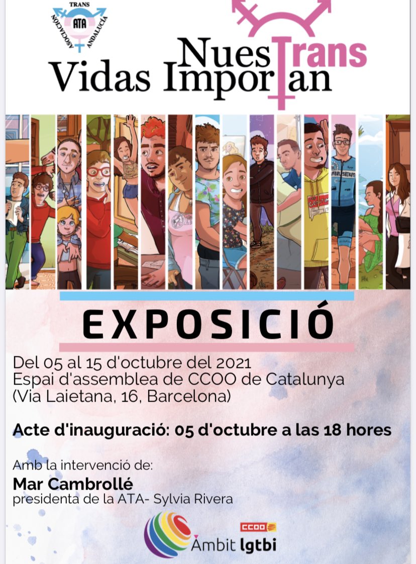 SindiLGTBIQ's tweet photo. Dos eventos muy potentes organizados por @ccoo_fsc_cat y @lgtbiCCOOcat y con la participación  de invitadxs muy especiales, el próximo martes 5-OCT, a las 17h. El #OctubreTrans es signo de lucha, reivindicación, memoria y resistencia. #FuriaTrans https://t.co/eilFtUchwG