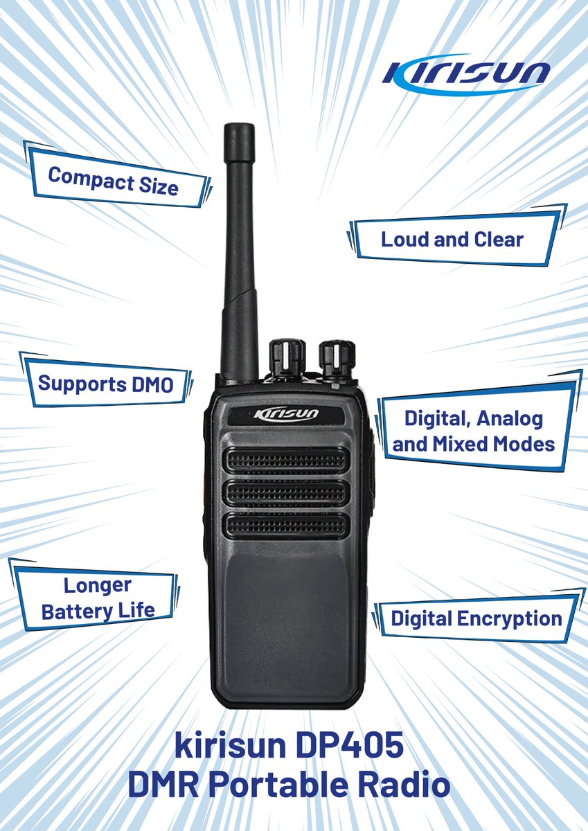 kirisun2's tweet photo. Kirisun DP405 compact DMR II radio provides professional communications with simple operation, clear voice and high performance, being ideal for commercial users.
For more details please visit: https://t.co/ahT5Ywo4Se
#Kirisun #DMR #Portable #Radio #DP405 https://t.co/zXD4OaE4sf