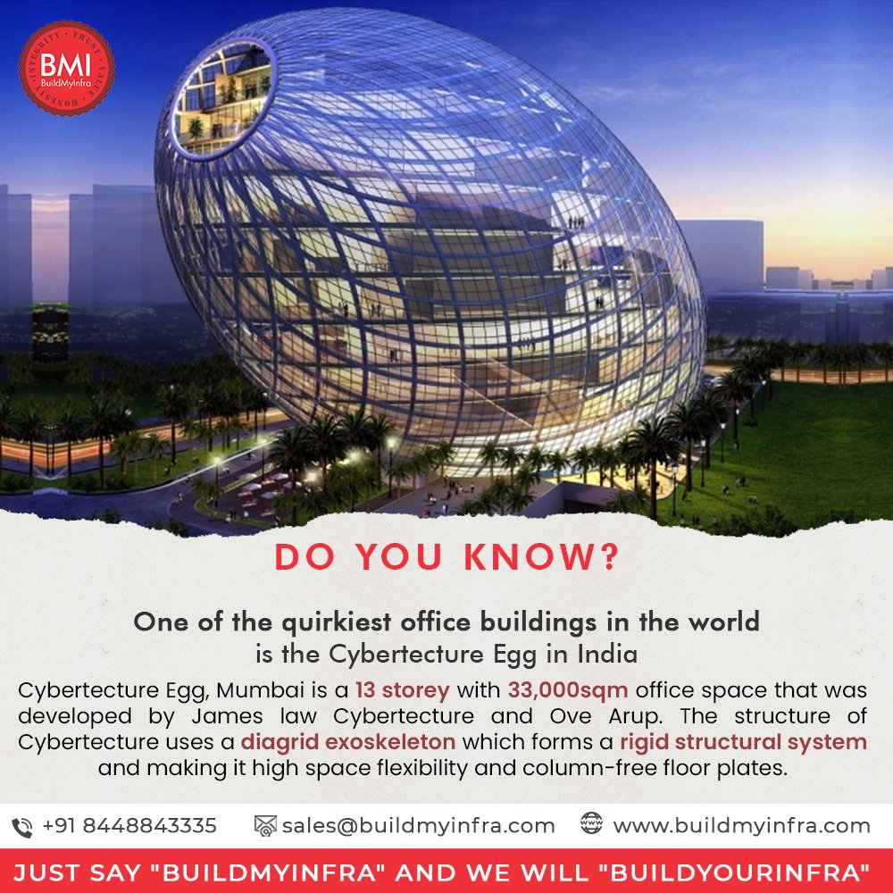 BuildMyInfra's tweet photo. Do you know about Cybertecture Egg in India? It is a whole different kind of designing. Because it is Crafted for the people.
#cybertecture #cybertect #design #innovation #modern #art #interiordesign #architecture #mumbai #warehousing #warehouse #warehousemanagement https://t.co/IAQ7rAlXvy