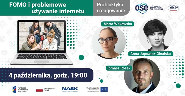 CPPC_GOV's tweet image. ☑️ BEZPŁATNY WEBINAR „Bezpieczni w sieci z OSE” już 4 października o 19.00.
Problem uzależnienia od internetu i nadużywania cyfrowych technologii to temat tego wydarzenia.
Zapraszamy: 👉bit.ly/3zO0cqZ .
#FunduszeUE
#PolskaCyfrowa
@MFIPR_GOV_PL
@CyfryzacjaKPRM
@NASK_pl