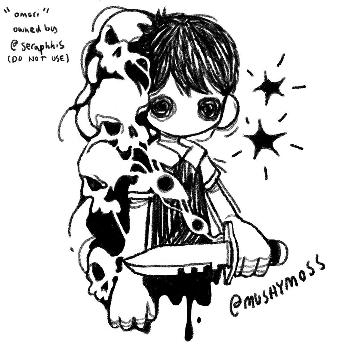 If anyone is curious about how the tattoo commissions work, I send out some rough concepts and then finish the one the commissioner approves, here's the omori ones 