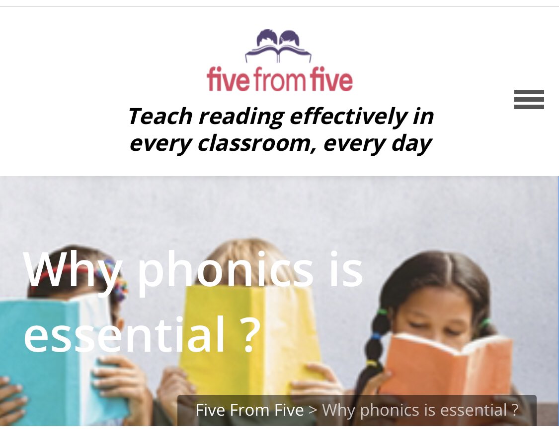 Numerous reviews of scientific studies of reading  have recommended that early reading instruction should have a well-developed systematic and explicit phonics component. 

To find out more about why phonics is essential visit fivefromfive.com.au/why-is-phonics…