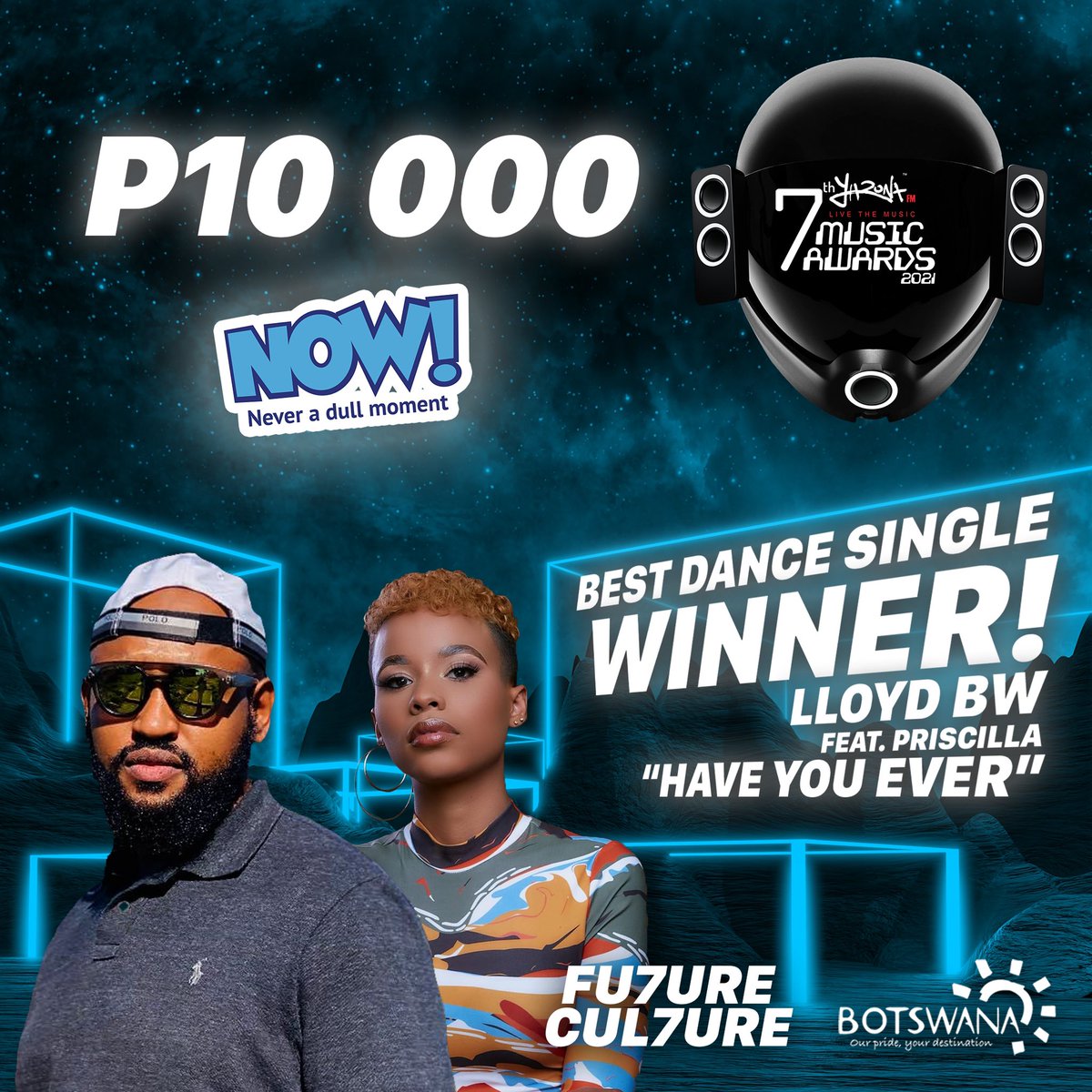 YOUR YAMAs WINNER for Best Dance Single  <a href="/LloydBWOfficial/">Lloyd BW</a> Feat Pricilla - Have You Ever 

Award Sponsored by <a href="/myscbw/">Ministry of Youth, Gender, Sport and Culture</a> through NOW! 

#YAMAs 
#Fu7ureCul7ure 
#NOW