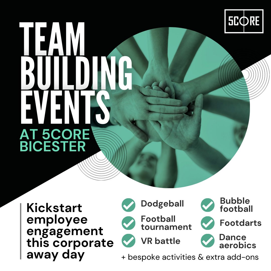 5coreteam's tweet image. Kickstart employee engagement on #corporate #awaydays with #teambuilding activities and  challenges at premium indoor #Bicester #sports and leisure facility. Choose from Half or Full Day packages with bespoke add-ons and extras. Enquire today bookings@5core.co.uk ⚽️ #TEAM5CORE