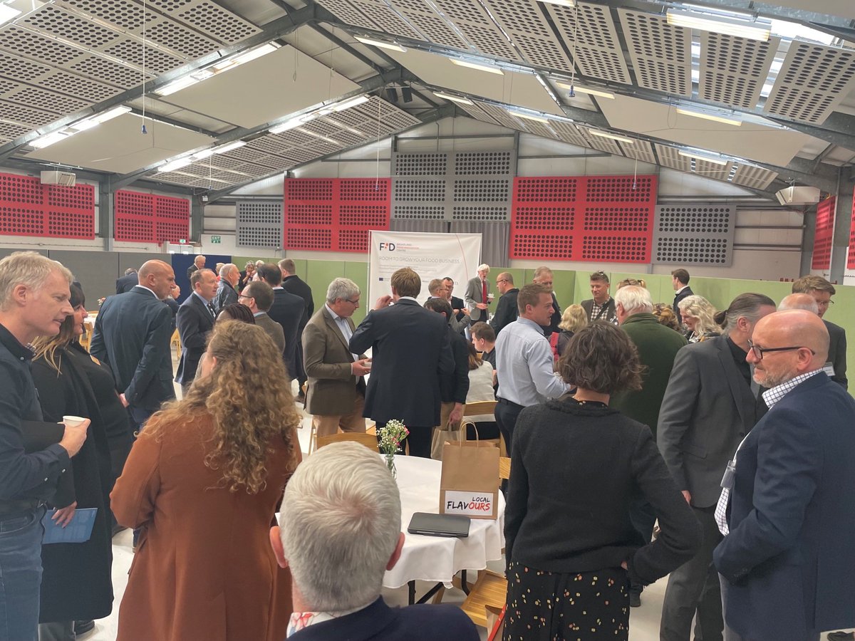 It's busy here today at Local Flavours! Representatives from our local food businesses gather to hear Cllr Jo Copplestone talking about the Broadland Food Innovation Centre, which will allow more food grown in Norfolk, to be processed in Norfolk. #localflavours #BFIC