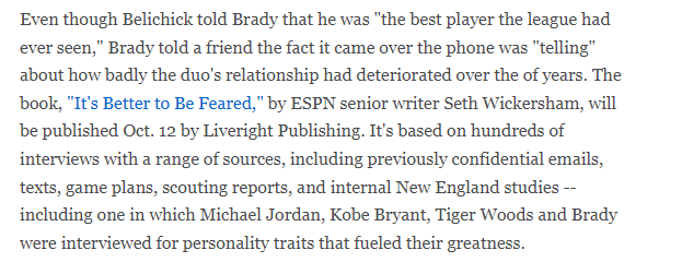 NFL_DovKleiman's tweet photo. Robert Kraft once called Belichick the "biggest f*cking asshole in my life."

The inexcusable Butler benching, A near fistfight with Eric Mangini, Belichick supporting Trump made players turn on him... lots of interesting stuff

More from @SethWickersham 

https://t.co/C0CFeTlKo6 https://t.co/FDOSjax2sc