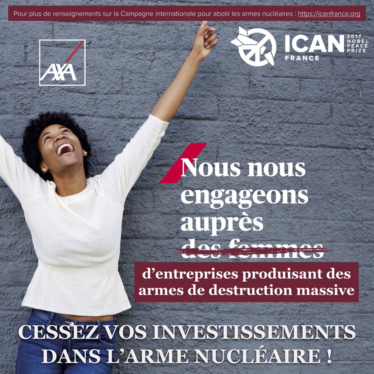 ICAN_France's tweet photo. Pour diminuer ce risque car VOUS l'alimentez avec un investissement de plus de 1193,2 millions € sur➡️2014/2017 nous vous demandons d'intégrer le #TIAN #nuclearban dans votre politique d'exclusion des armes controversées - #greenwasching #RSE #ISR #financeverte #medias https://t.co/UYPgRLotgS