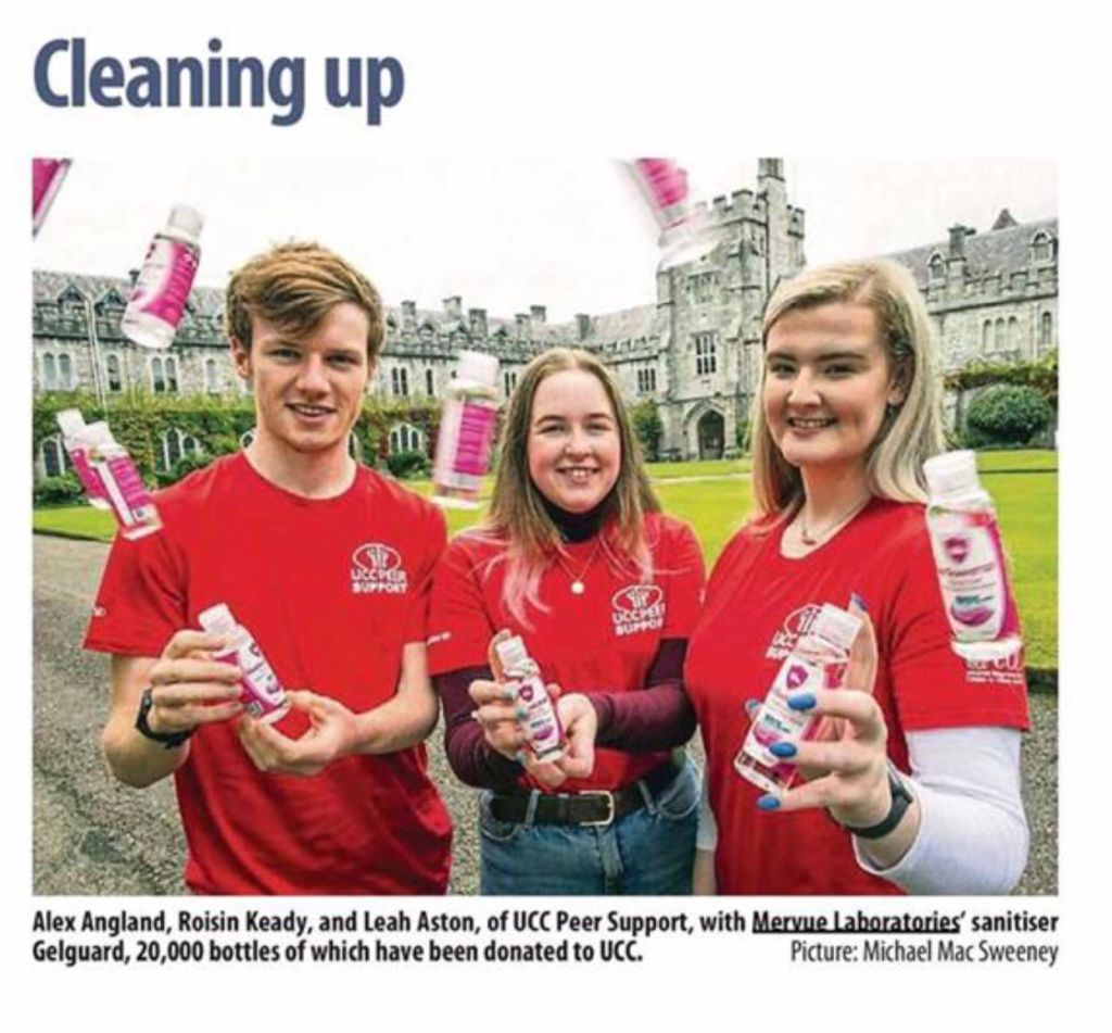 MervueLabs's tweet photo. We are delighted to be able to #SupportLocal with our GelGuard hand sanitiser and wish all the best to all students going back to in person lectures this week.
📚 🎓🙌
@UCC @UCCSU

#teamMervue #doingourpart #weareinthistogether #mervuelabs #irishcompany https://t.co/eLH2lIWgoa