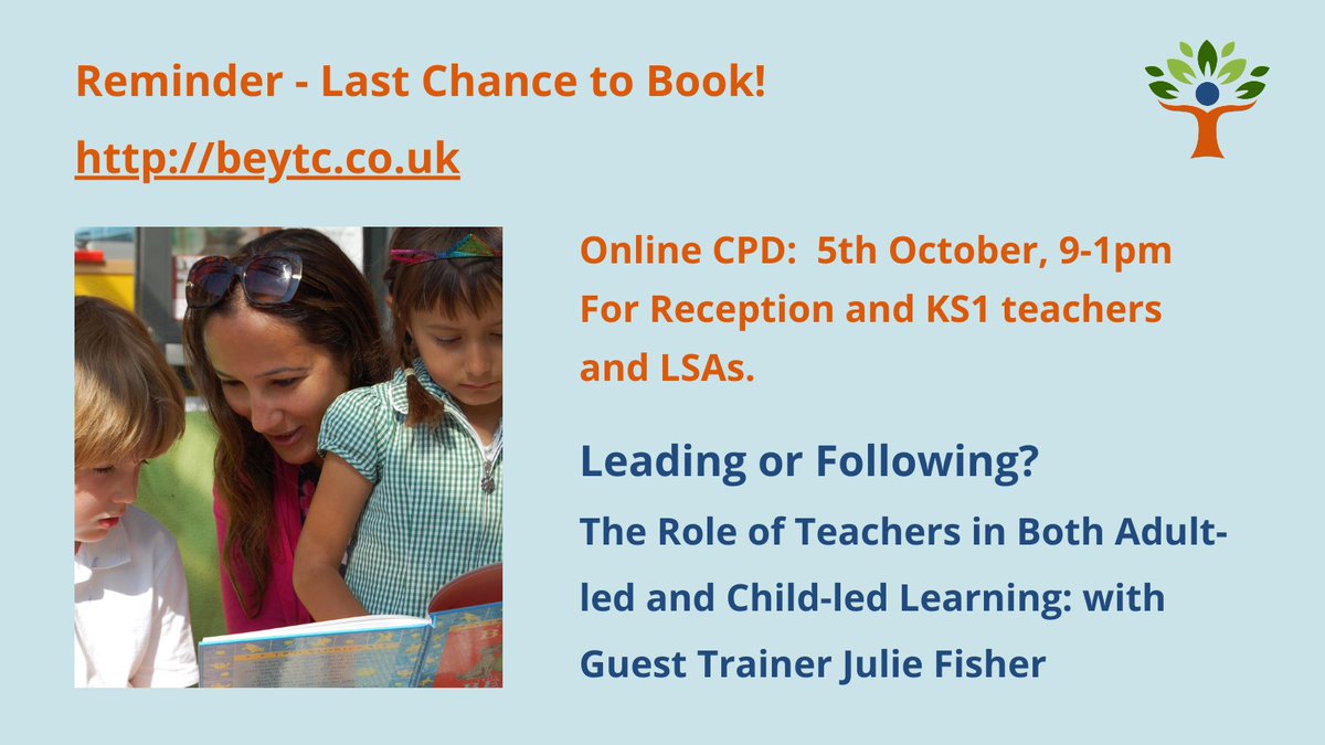 EYTagteam's tweet image. The @BristolEYTSA have this CPD opportunity about the adults role in YR/Y1 with @FiJulie; it promises to be a powerful course to fit with the #EYFSreforms. Get play based learning into KS1 and support children's transition and learning journey #CPD 
#EYTagteam #EYtwittertagteam