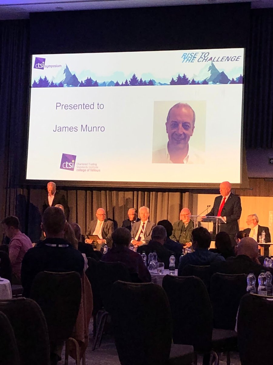 Congratulations to James Munro on being admitted as a fellow to <a href="/CTSI_UK/">Chartered Trading Standards Institute (CTSI)</a> 
This is a well deserved honour and the team in incredibly proud of you!
#CTSISymposium