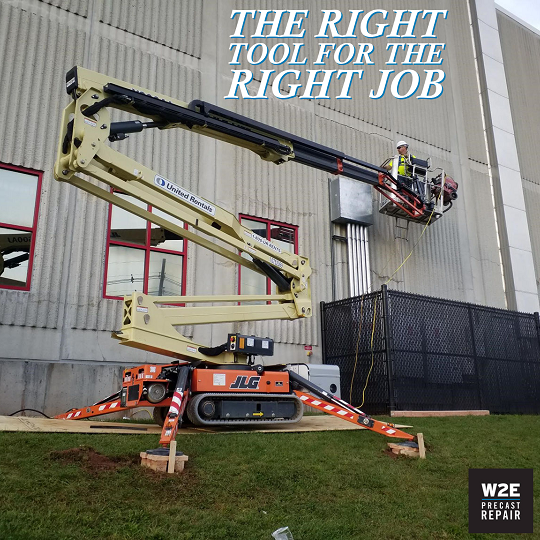 FabconW2E's tweet photo. The right tools, in the hands of the right people, doing the right job. Big shout out to @UnitedRentals for bringing solutions. 50 years' experience and all the best resources in the business, when you think #precast concrete repair and maintenance, think #W2E, and #ThinkFabcon https://t.co/bRWKw7eyVi