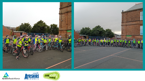Troon Primary School have started their cycle training with Primary 6 Pupils taking to the roads to begin Bikeability Level 2, Co-ordinated by Mrs Alcroft, Principal Teacher and Bikeability Scotland Instructor ❤️ 

<a href="/southayrshire/">South Ayrshire Council</a> <a href="/CyclingScotland/">Cycling Scotland</a>