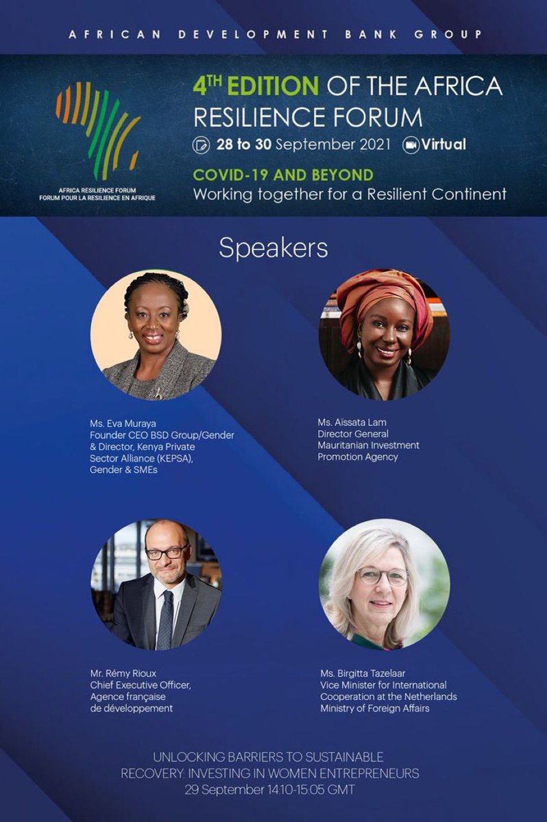 AichaDosso's tweet photo. Join us today for our panel discussion on Unlocking barriers to sustainable recovery by Investing in Women Entrepreneurs. With @RiouxRemy @lam_aissa @EvaMuraya @bmtazelaar and keynote from @MaEllenSirleaf 
You don’t want to miss it! https://t.co/cbi57AvXlG