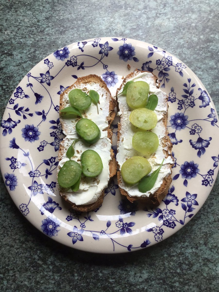 @FoodPlacesUK @FoodHull my #LowCarbonLunch homebaked #Sourdough local goats cheese, homegrown tomatillos & rocket from @SowSeedsLtd ! 🌱🥗🌍
 #OrganicSeptember #SourdoughSeptember #Food4Planet #LowCarbonHull #HullVegCity #NurtureHull @VegCities