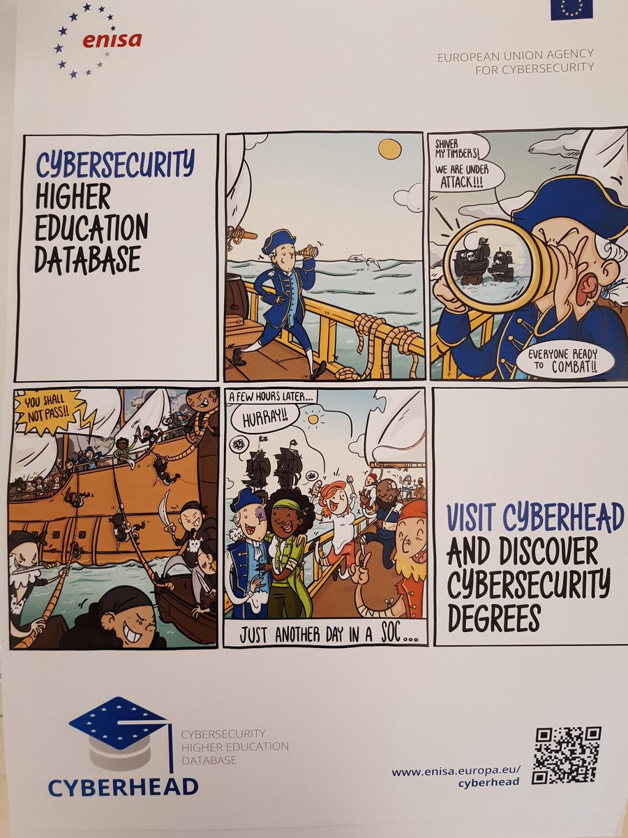 enisa_eu's tweet photo. 👨🎓👩🎓If you're attending #ECSC2021 and are interested in higher education programmes in cybersecurity come speak with #ENISA
We're here to tell you more CyberHEAD, your one-stop shop to know more about the dream course you've been looking for. Find your #CyberBecause https://t.co/ntXtS41iVg