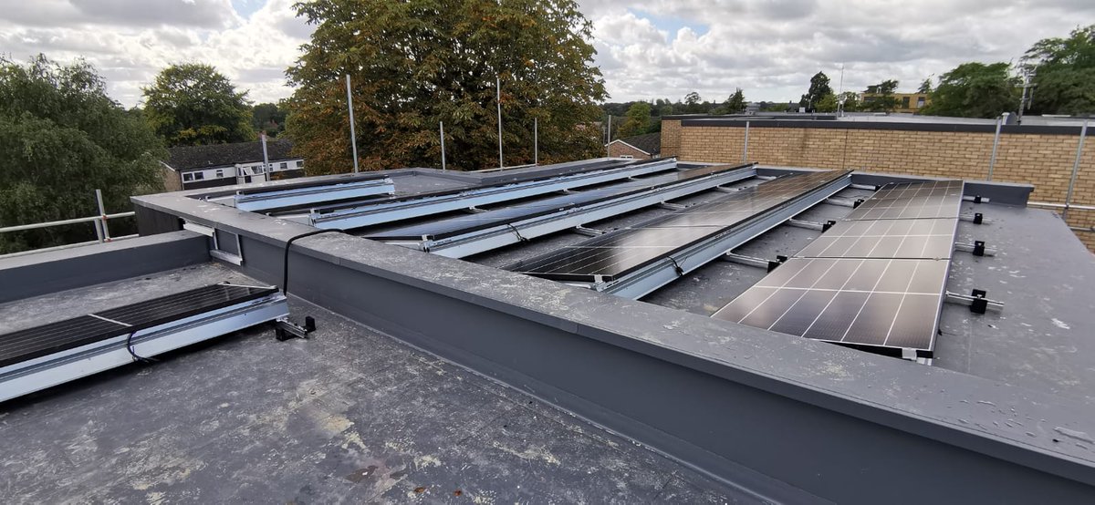 Bringing Solar Energy to a New Build Residential Development. Flat roof mounted PV system overlooking the streets of Oxford. #solarenergy @SMAsolar <a href="/valksolar/">Valk Solar Systems</a>