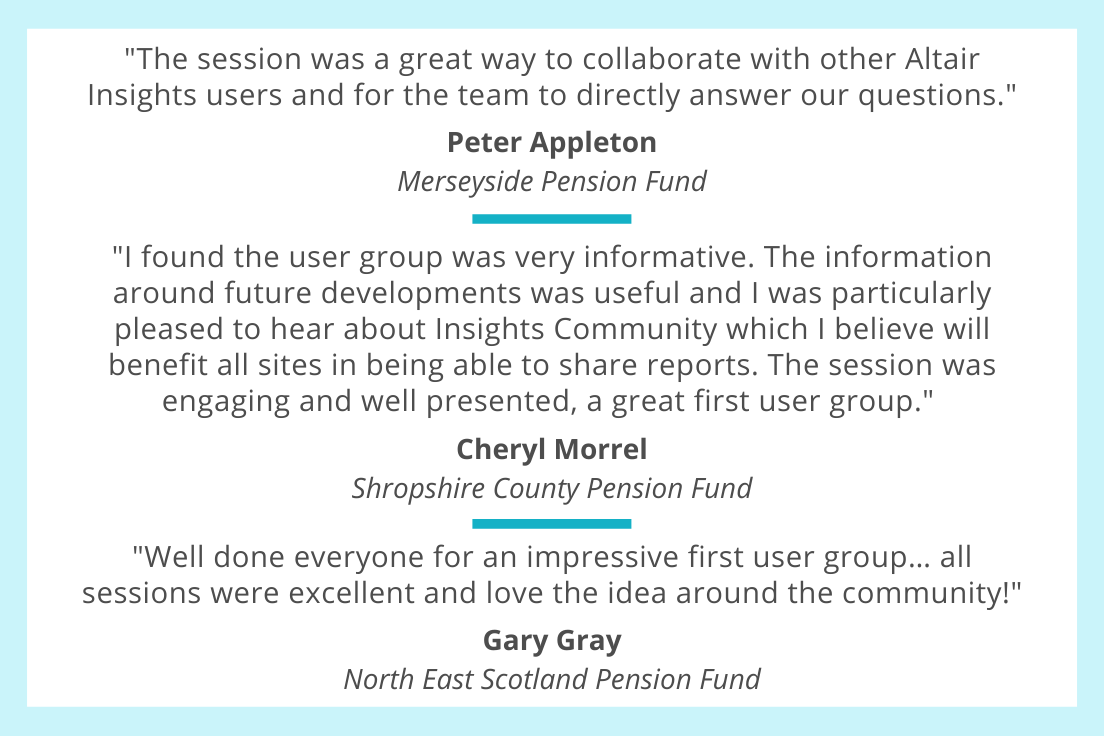 HeyPensionTech's tweet photo. Last week we held our first Altair Insights user group, with over 80 pension administrators and system managers in attendance.
Customers enjoyed shared community insights and expert ‘top tips’ and provided very positive feedback!
#AltairInsights #PensionsData https://t.co/prK3QXccWz
