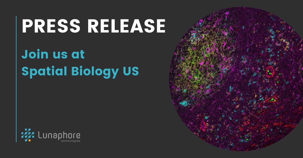📣PRESS RELEASE: Lunaphore's #spatialbiology technologies are featured today at Spatial Biology US Conference.
Don't miss our presentations, read the full press release and find out how to register for the event here➡️ bit.ly/3F2Y2HN