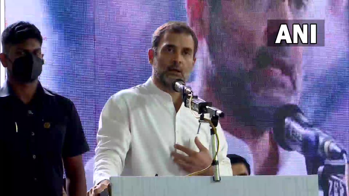 ANI's tweet photo. The political question being asked today is - what is India? If you read people like Savarkar, they'll say India is a geography. They take a pen, draw a map &amp; say this is India; outside this line it is not India &amp; inside this line it is India: Rahul Gandhi, in Malappuram (Kerala) https://t.co/eZt89Kapif
