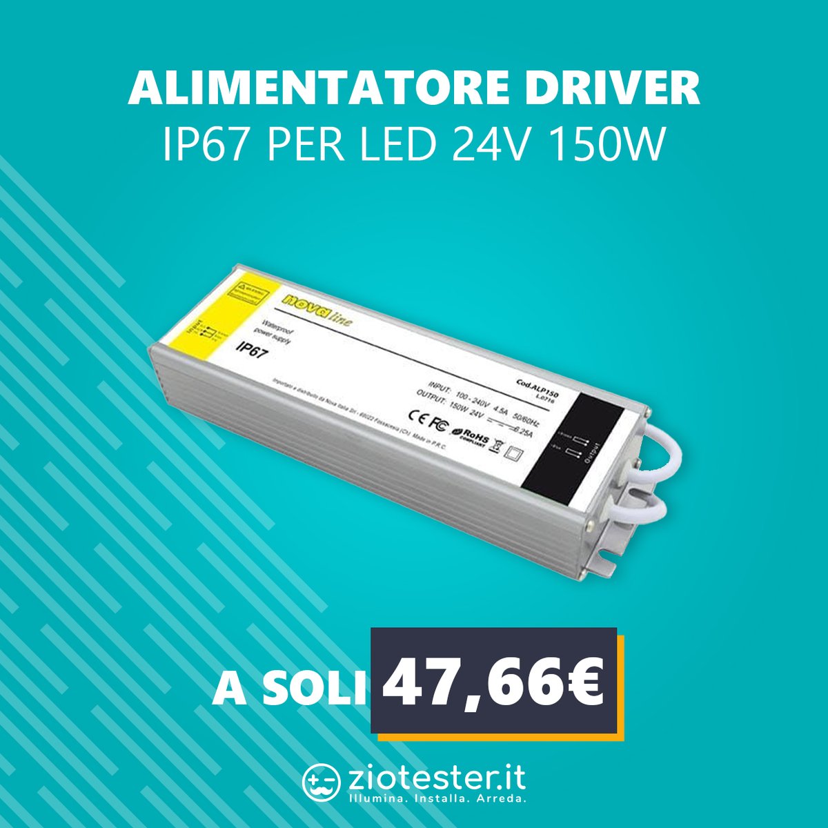 ZioTester's tweet photo. 🤔 Scopri l'Alimentatore Driver IP67 per LED 24V 150W con tensione di ingresso 100-240 V, tensione di uscita 24 V DC. Corrente massima in uscita di 6,25A.

Clicca qui ➡️https://t.co/KHqEQCeipX

#29settembre #ziotester #led https://t.co/OtaU7X7urt