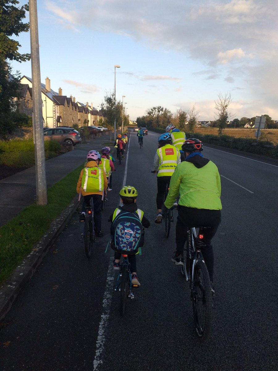 OranmoreB's tweet photo. Some people have argued the #Oranmore #Cyclebus delayed them slightly as they go to work. Remember these children are the future of #Activetravel The reason we are helping as parents is to avoid scenes like the second photo!! Each family cycling  represents #onelesscar https://t.co/FylPXhWxBO