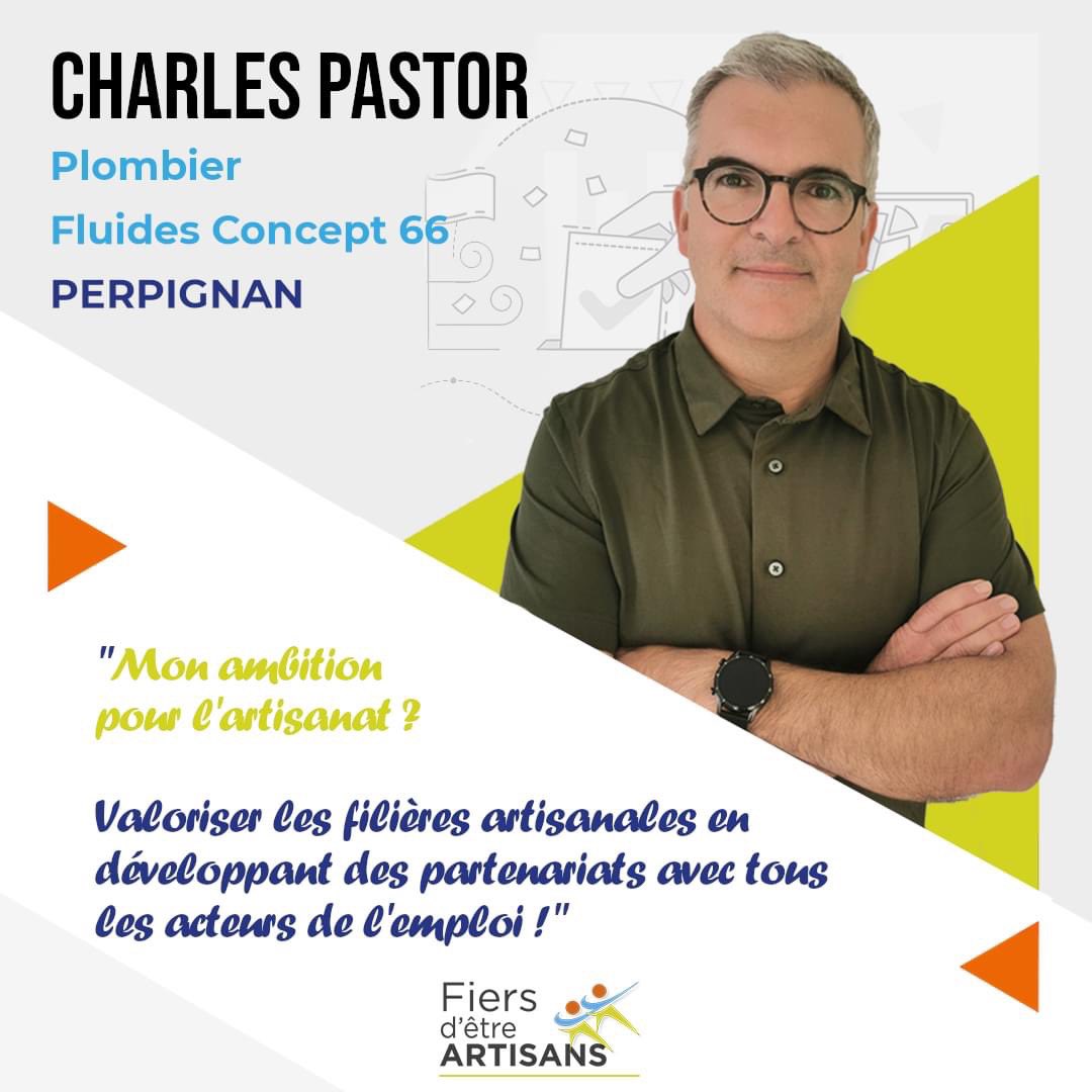 🎯 "Valoriser les filières artisanales en développant des partenariats avec tous les acteurs de l'emploi" c'est l'ambition de Charles Pastor, Plombier et dirigeant de Fluides Concept 66 à Perpignan ! 
📣 Découvrez cet #artisan mobilisé face aux problématiques de #recrutement !