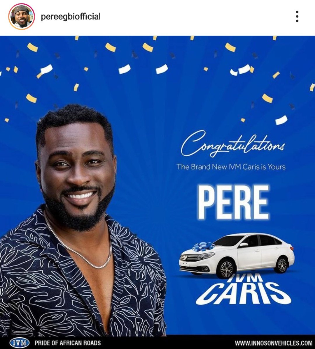 Congratulations PERE 👑.
Not even biggie can deny God's grace.
He who laugh 😂 last laugh 😁 best 😍.
Congratulations patriots 🙌.

Let's continue voting guys..... Either it counts or not.
#Pereway 
#PereX90million 
#BBNaijaShineYaEyes 
#BBNaijaSeason6 
#BBNaija
#bbnaija2021