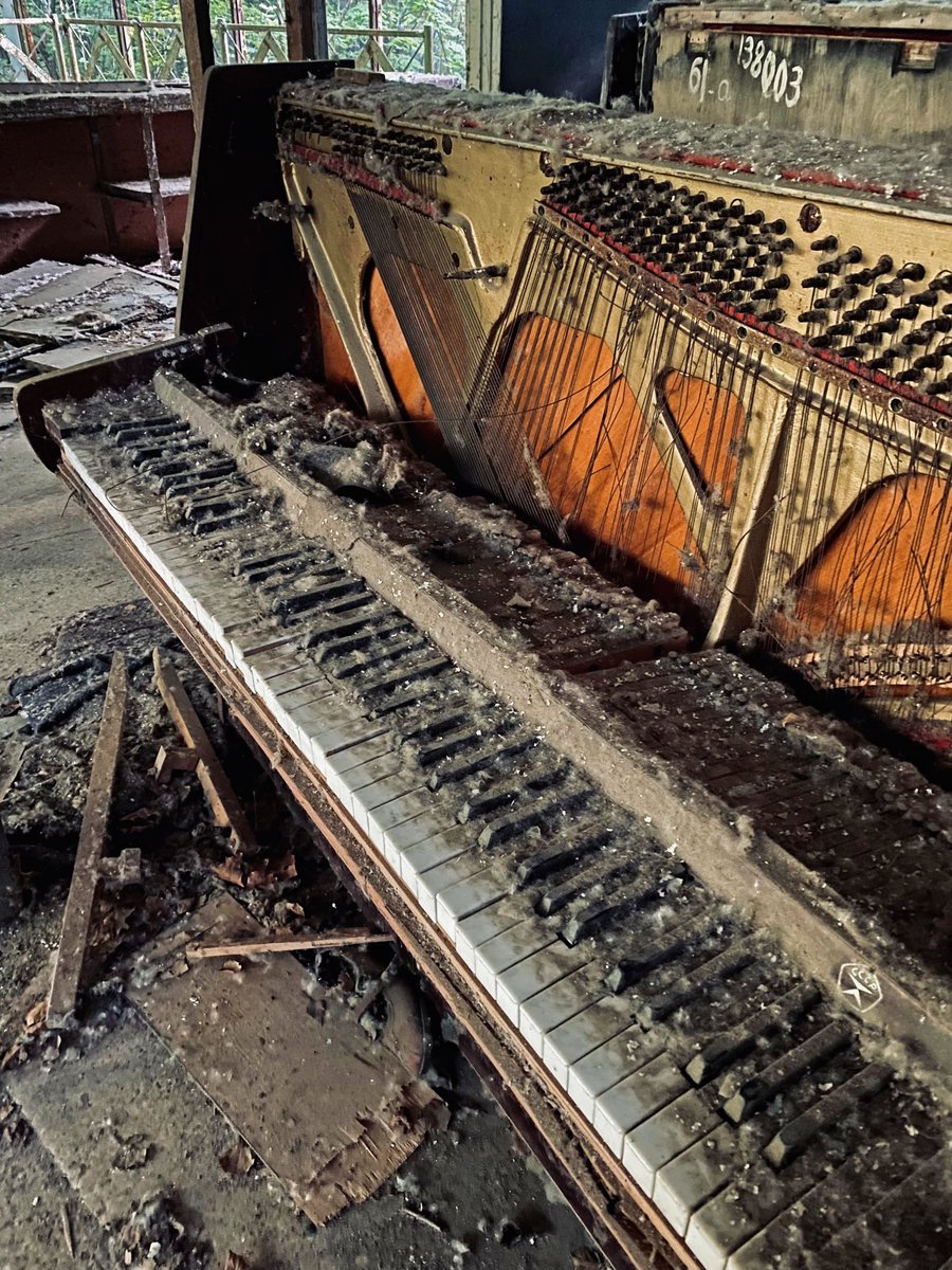 LzkF2's tweet photo. @NFTMillionaire “Melody of Chernobyl”

 This piano remained in the Pripyat musical instrument store, in the very center of the Chernobyl exclusion zone, and your favorite melody will never be played on it, because it will soon find itself under the rubble of a crumbling ghost town. https://t.co/i2D9gSu3zt