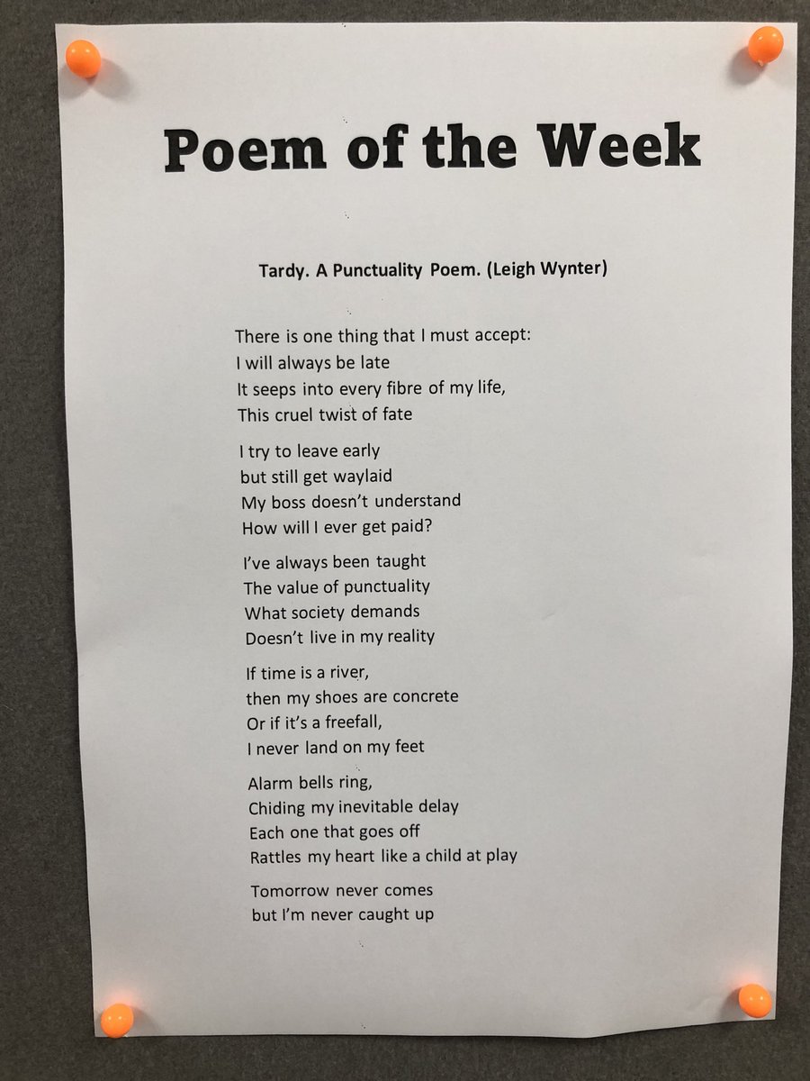 ColfesEnglish's tweet photo. Aptly late, but this is #PoemOfTheWeek on our notice board. https://t.co/R2oLgfatpz